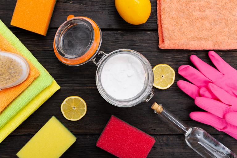 a variety of all-natural cleaning products and tools